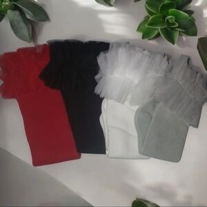 Ruffled Sock in Red, Black, White, and Gray $10ea Pair